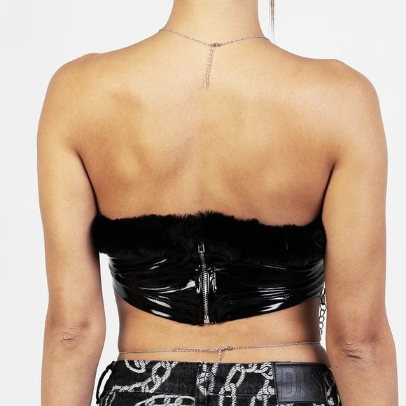 Disturbia Volume Vinyl Bandeau Crop Top - Picture 2 of 7